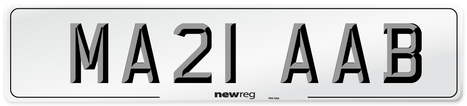 MA21 AAB Number Plate from New Reg